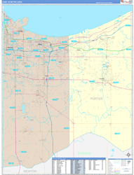 Gary Metro Area Wall Map Color Cast Style 2024