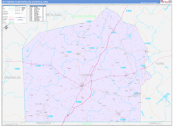 Gettysburg Metro Area Wall Map Color Cast Style 2024