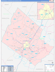 Harrisonburg Metro Area Wall Map Color Cast Style 2025