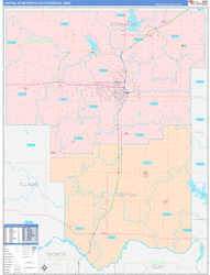 Lawton Metro Area Wall Map Color Cast Style 2024