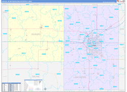 Lincoln Metro Area Wall Map Color Cast Style 2024