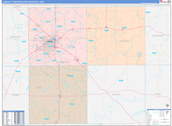 Lubbock Metro Area Wall Map Color Cast Style 2024
