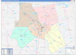 Macon Metro Area Wall Map Color Cast Style 2024
