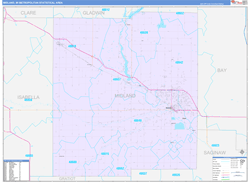 Midland Metro Area Wall Map Color Cast Style 2024