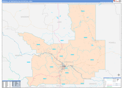 Missoula Metro Area Wall Map Color Cast Style 2024