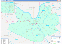 Owensboro Metro Area Wall Map Color Cast Style 2024