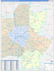 Pittsburgh Metro Area Wall Map Color Cast Style 2024