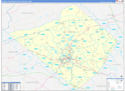 Reading Metro Area Wall Map Color Cast Style 2024
