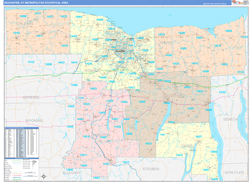Rochester Metro Area Wall Map Color Cast Style 2024