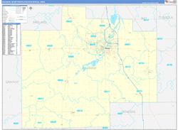 Saginaw Metro Area Wall Map Color Cast Style 2024