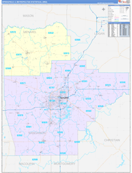Springfield Metro Area Wall Map Color Cast Style 2024