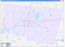 Springfield Metro Area Wall Map Color Cast Style 2024