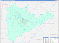 Sumter Metro Area Wall Map Color Cast Style 2024