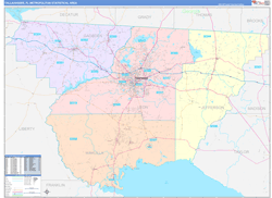 Tallahassee Metro Area Wall Map Color Cast Style 2024