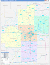 Topeka Metro Area Wall Map Color Cast Style 2024