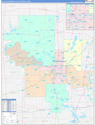 Tulsa Metro Area Wall Map Color Cast Style 2024