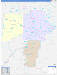 Tuscaloosa Metro Area Wall Map Color Cast Style 2024
