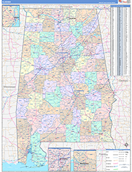 Alabama Wall Map Color Cast Style 2026