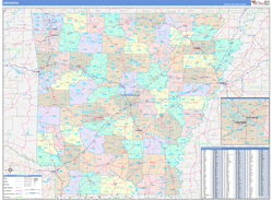 Arkansas Wall Map Color Cast Style 2024