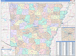 Arkansas Wall Map Color Cast Style 2026