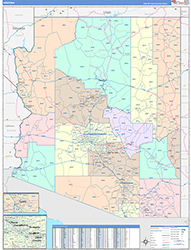 Arizona Wall Map Color Cast Style 2026