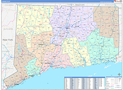Connecticut Wall Map Color Cast Style 2026