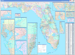 Florida Wall Map Color Cast Style 2024