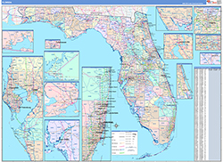 Florida Wall Map Color Cast Style 2026