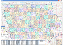 Iowa Wall Map Color Cast Style 2026