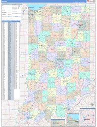 Indiana Wall Map Color Cast Style 2024