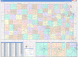 Kansas Wall Map Color Cast Style 2026