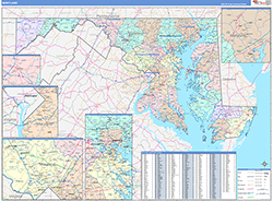 Maryland Wall Map Color Cast Style 2026
