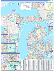 Michigan Wall Map Color Cast Style 2026