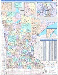 Minnesota Wall Map Color Cast Style 2026