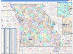 Missouri Wall Map Color Cast Style 2026