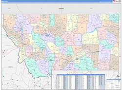 Montana Wall Map Color Cast Style 2026
