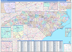 North Carolina Wall Map Color Cast Style 2026