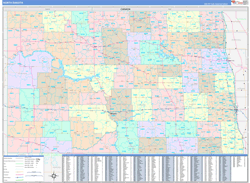 North Dakota Wall Map Color Cast Style 2024
