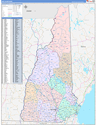 New Hampshire Wall Map Color Cast Style 2026