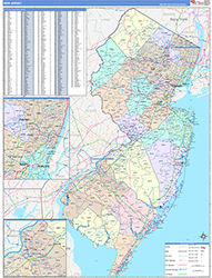 New Jersey Wall Map Color Cast Style 2026