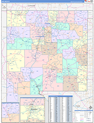 New Mexico Wall Map Color Cast Style 2026