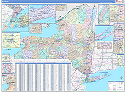 New York Wall Map Color Cast Style 2026