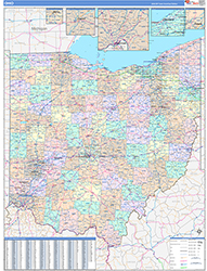 Ohio Wall Map Color Cast Style 2026