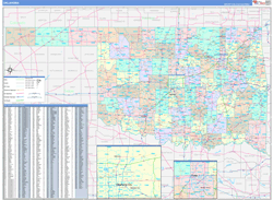 Oklahoma Wall Map Color Cast Style 2024