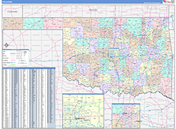Oklahoma Wall Map Color Cast Style 2026