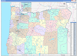 Oregon Wall Map Color Cast Style 2026