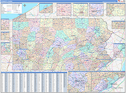 Pennsylvania Wall Map Color Cast Style 2026