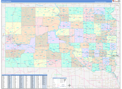 South Dakota Wall Map Color Cast Style 2024