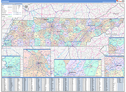Tennessee Wall Map Color Cast Style 2026