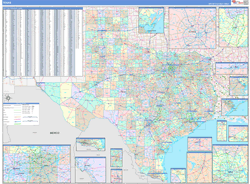 Texas Wall Map Color Cast Style 2024